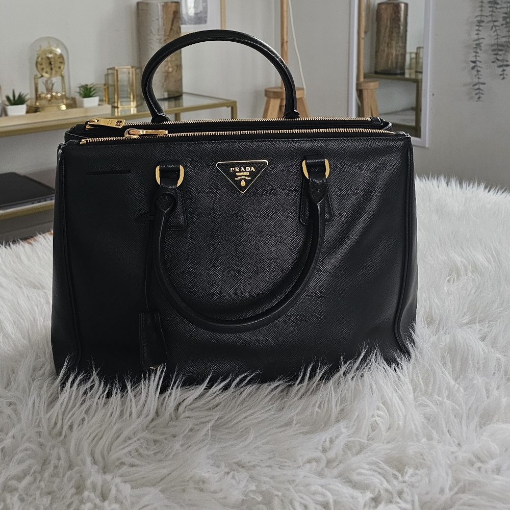 Authentic Prada Black Saffiano with Gold Hardware